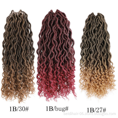 Wavy Goddess Locs Curly Faux Locs Crochet Hair Braids Prelooped Synthetic Hair Extension Soft Dreadlock 20inch